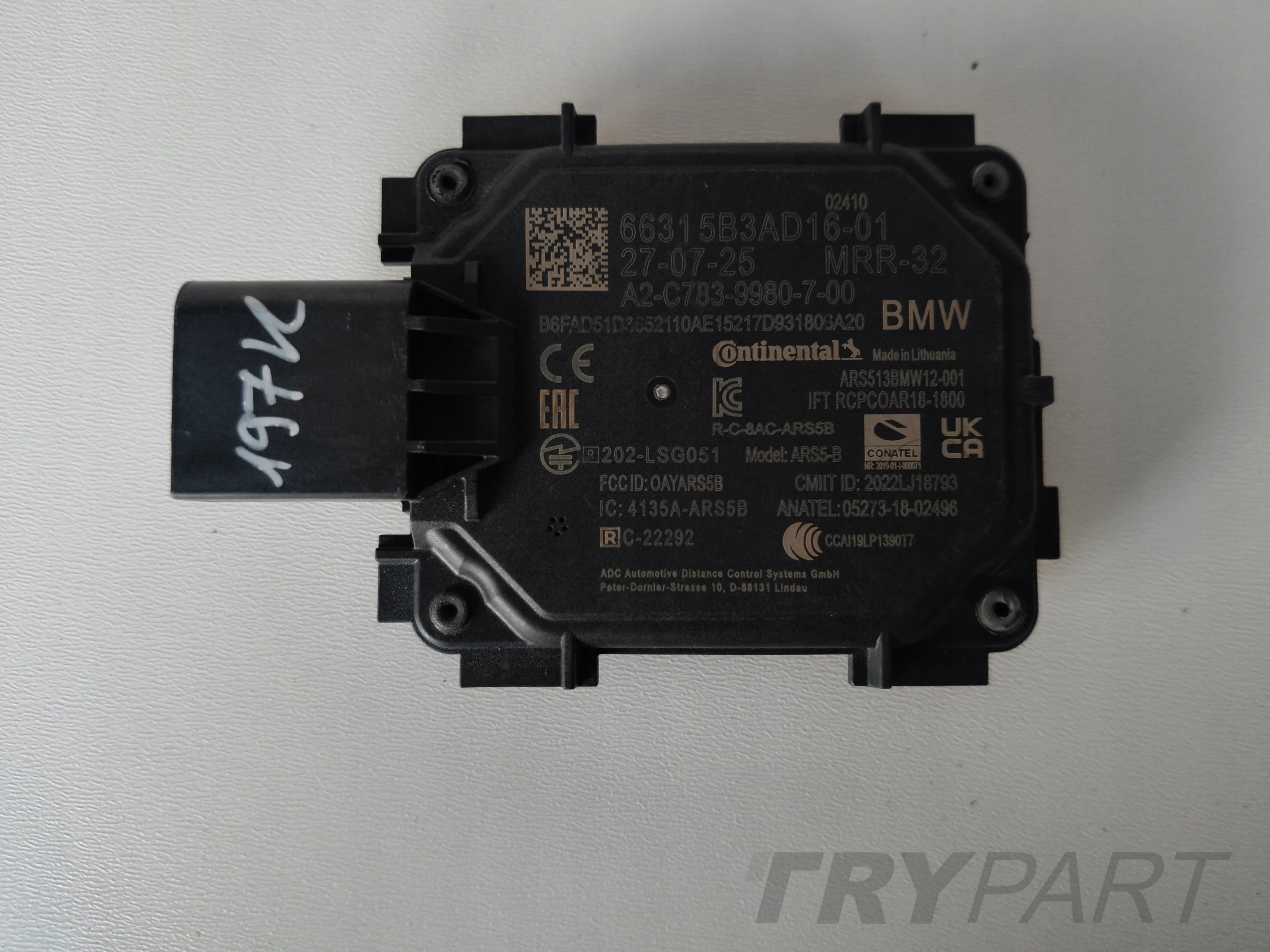 BMW 5B3AD16 DISTRONIC ACC RADAR SENSOR
