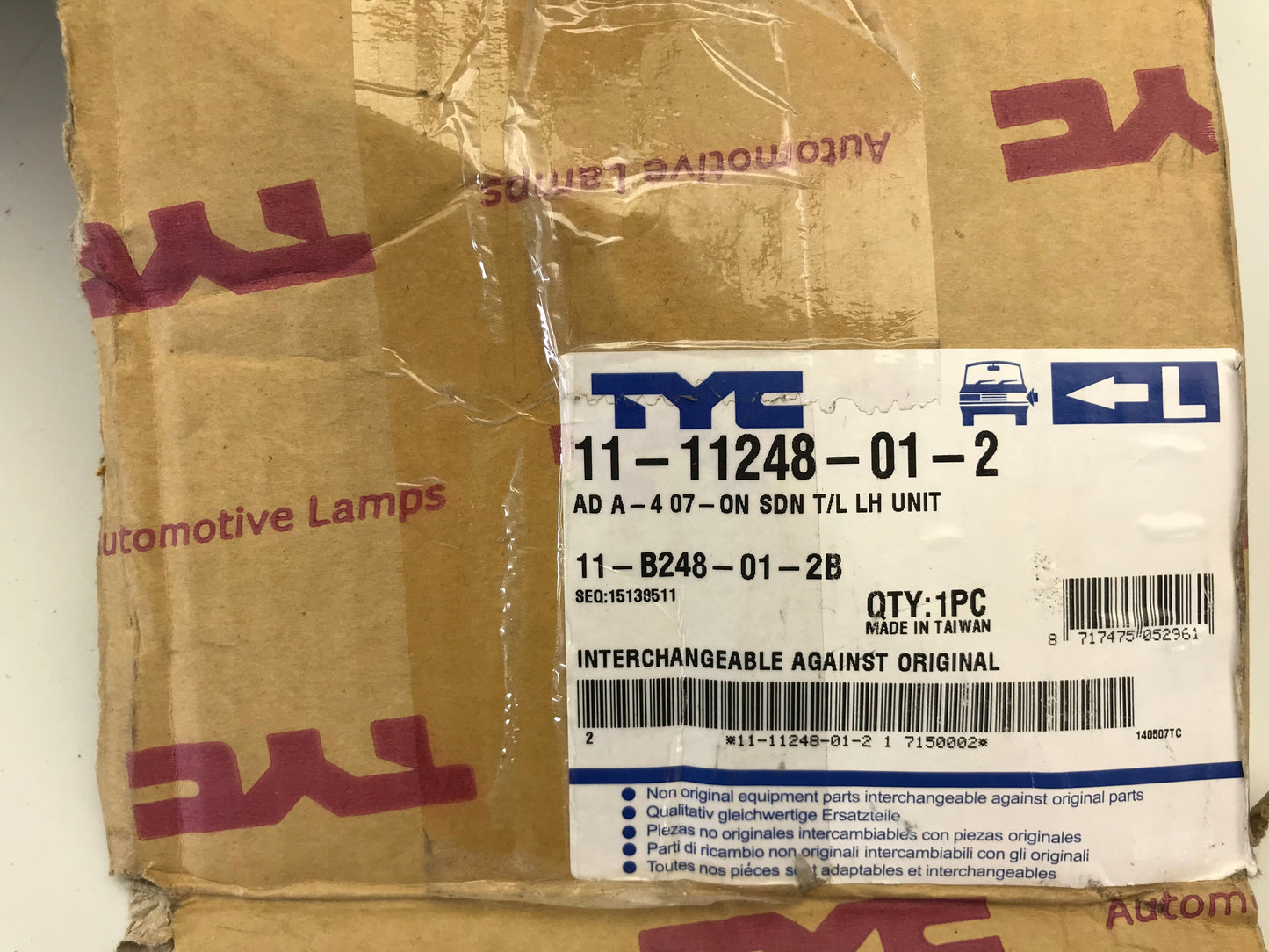 Audi A4/S4 2008-2011 Saloon Rear, Back New lamp left side on quarter panel 8K9945095