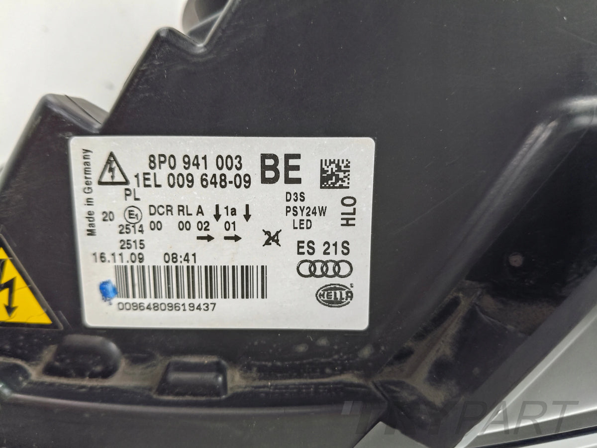 LEFT HEADLIGHT AUDI A3 8P 8P0 08-12 XENON LED NON-ADAPTIVE