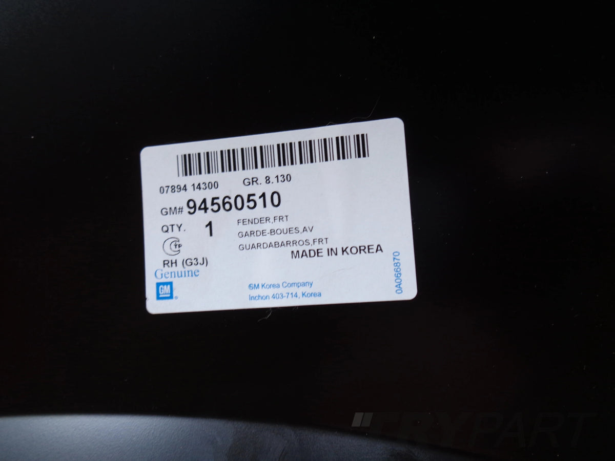 NEW FRONT RIGHT FENDER CHEVROLET CRUZE 09- NO. 42355