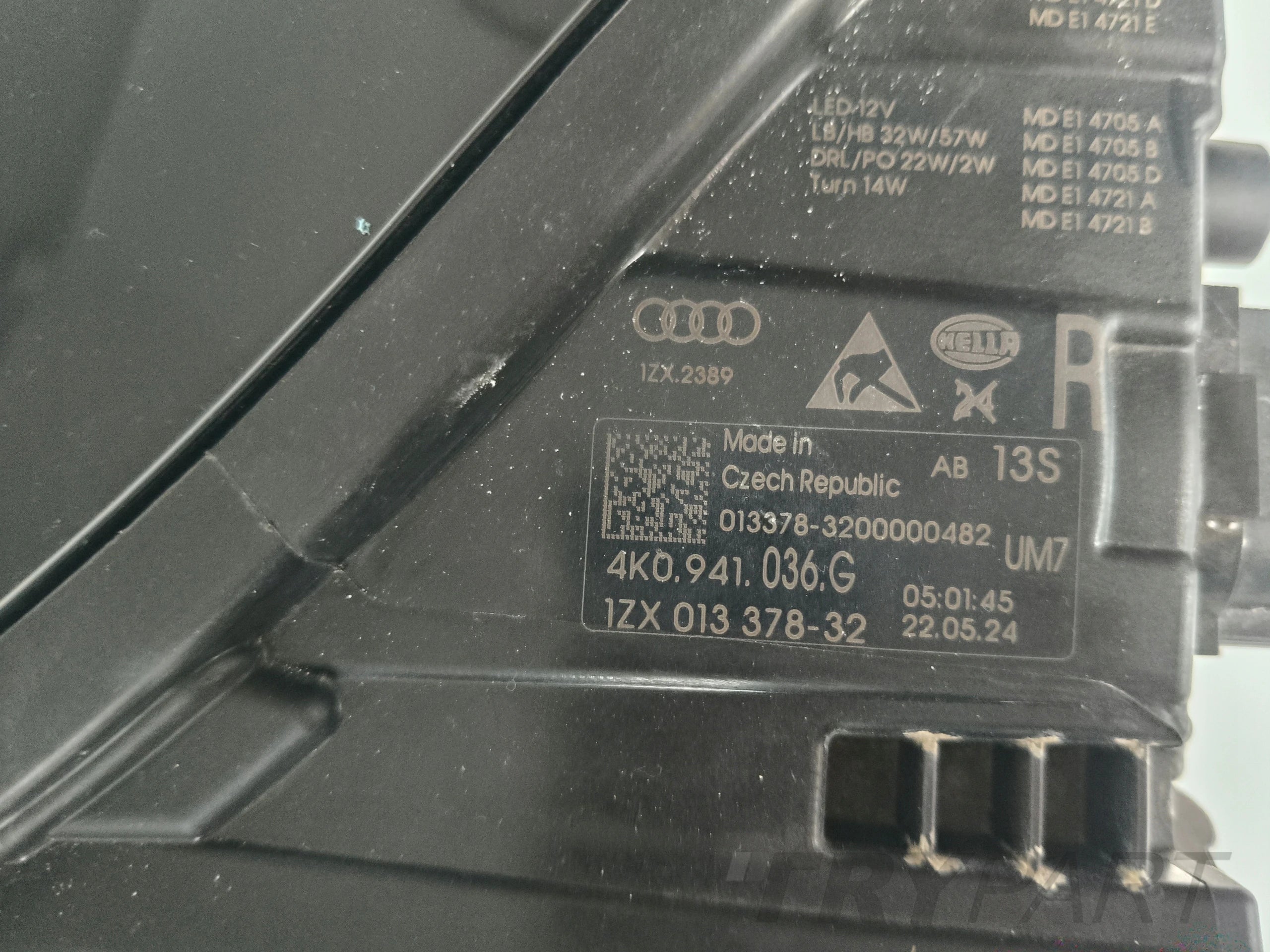 RIGHT HEADLIGHT AUDI A6 C8 4K 4K0 18- FULL LED MATRIX SHADOW BLACK