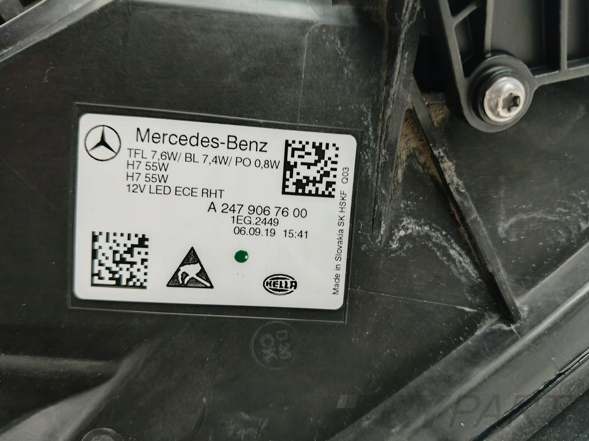RIGHT HEADLIGHT LAMP MERCEDES B-CLASS W247 18-