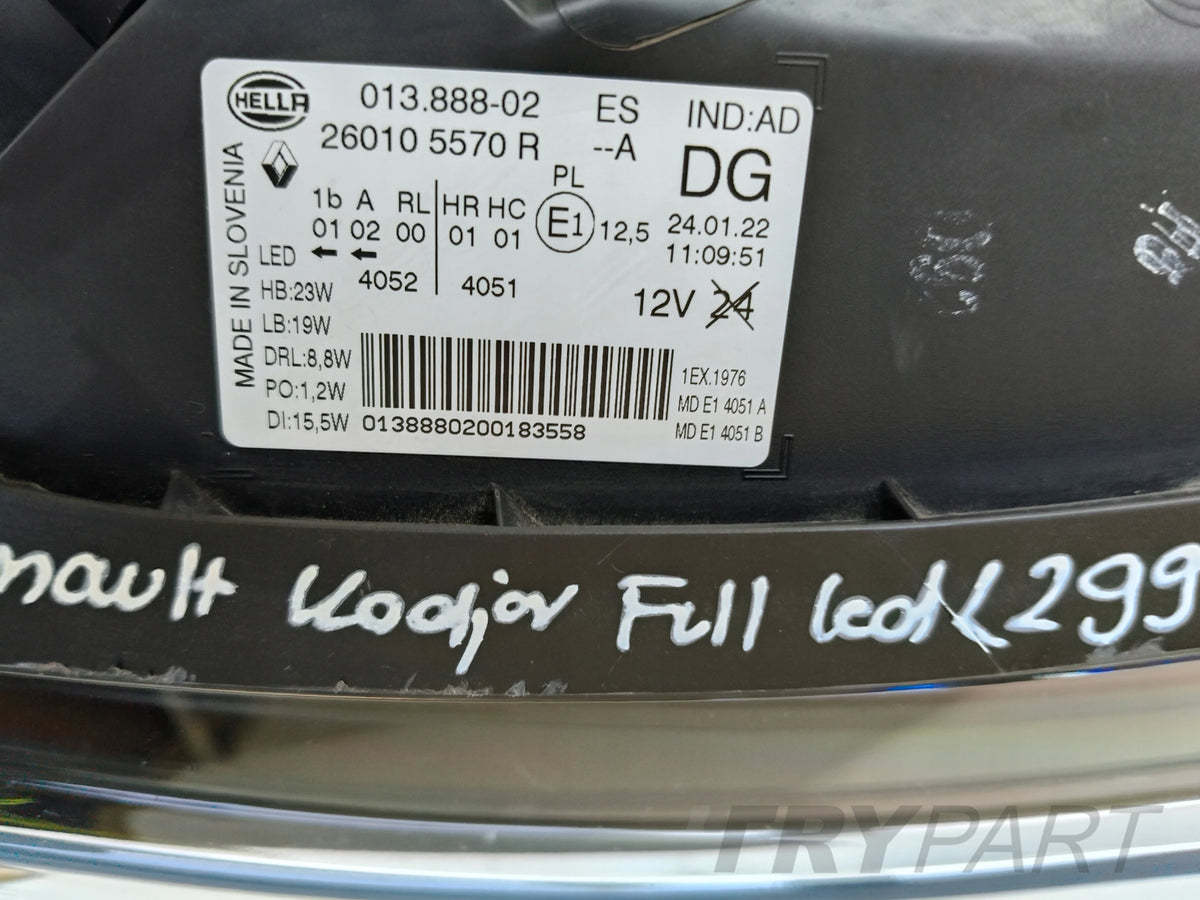 RIGHT HEADLIGHT LAMP RENAULT KADJAR 18- FACELIFT FULL LED