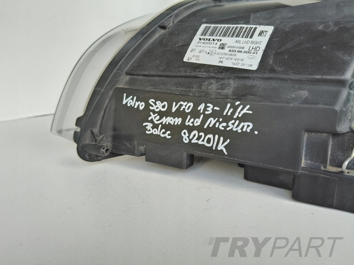 RIGHT HEADLIGHT LAMP VOLVO S80 V70 13- FACELIFT XENON LED ADAPTIVE