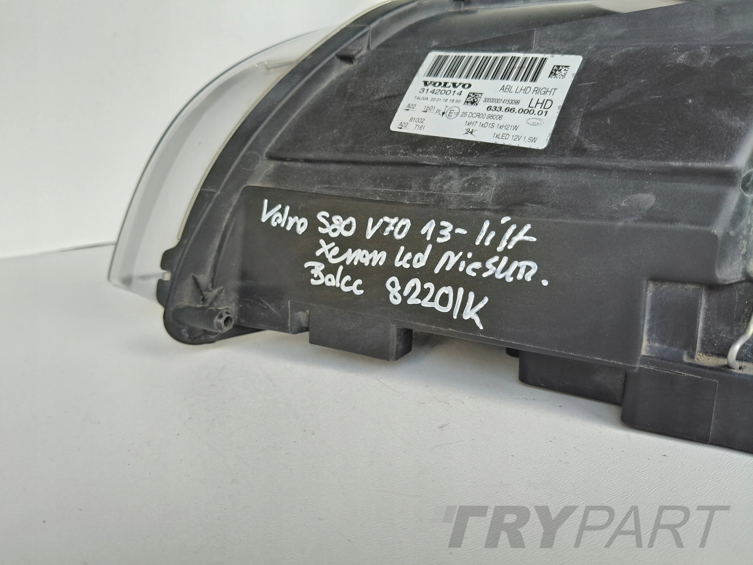 RIGHT HEADLIGHT LAMP VOLVO S80 V70 13- FACELIFT XENON LED ADAPTIVE