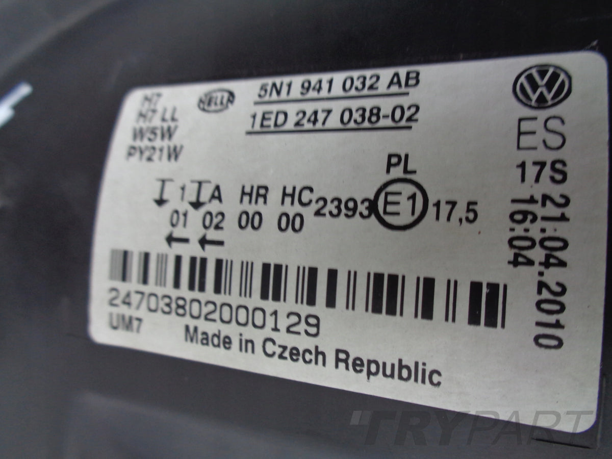 RIGHT HEADLIGHT LAMP VW TIGUAN 5N 5N0 07-11