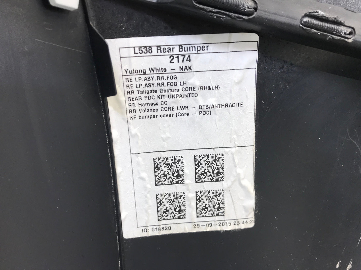 Land Rover Evoque 2013 Rear, Back Bumper OEM: BJ3217926A