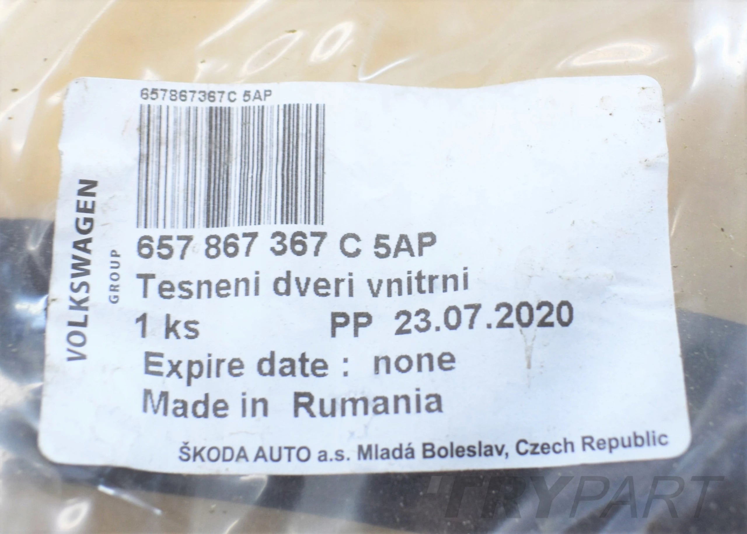 SKODA SCALA 657 DOOR SEAL LEFT REAR ORG NEW
