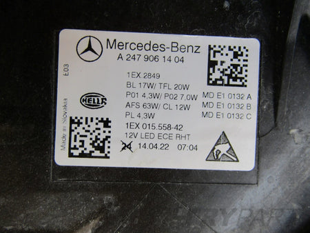 MERCEDES B CLASS W247 LIFT MULTIBEAM 23- HEADLIGHT RH A2479061404