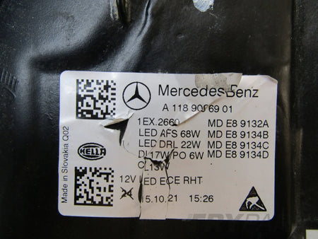 FRONT HEADLIGHT MERCEDES CLA W118 MULTIBEAM FULL LED 19-23 LH A1189066901