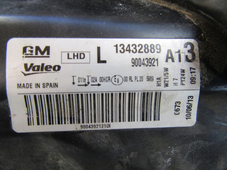 OPEL CORSA D LIFT HEADLIGHT PLAIN 11-14 LH 13432889