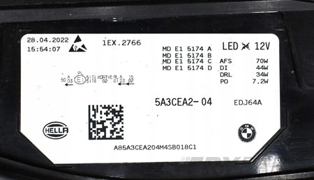 BMW IX I20 HEADLIGHT RIGHT FRONT LASER ORG EU 5A3CEA2-04