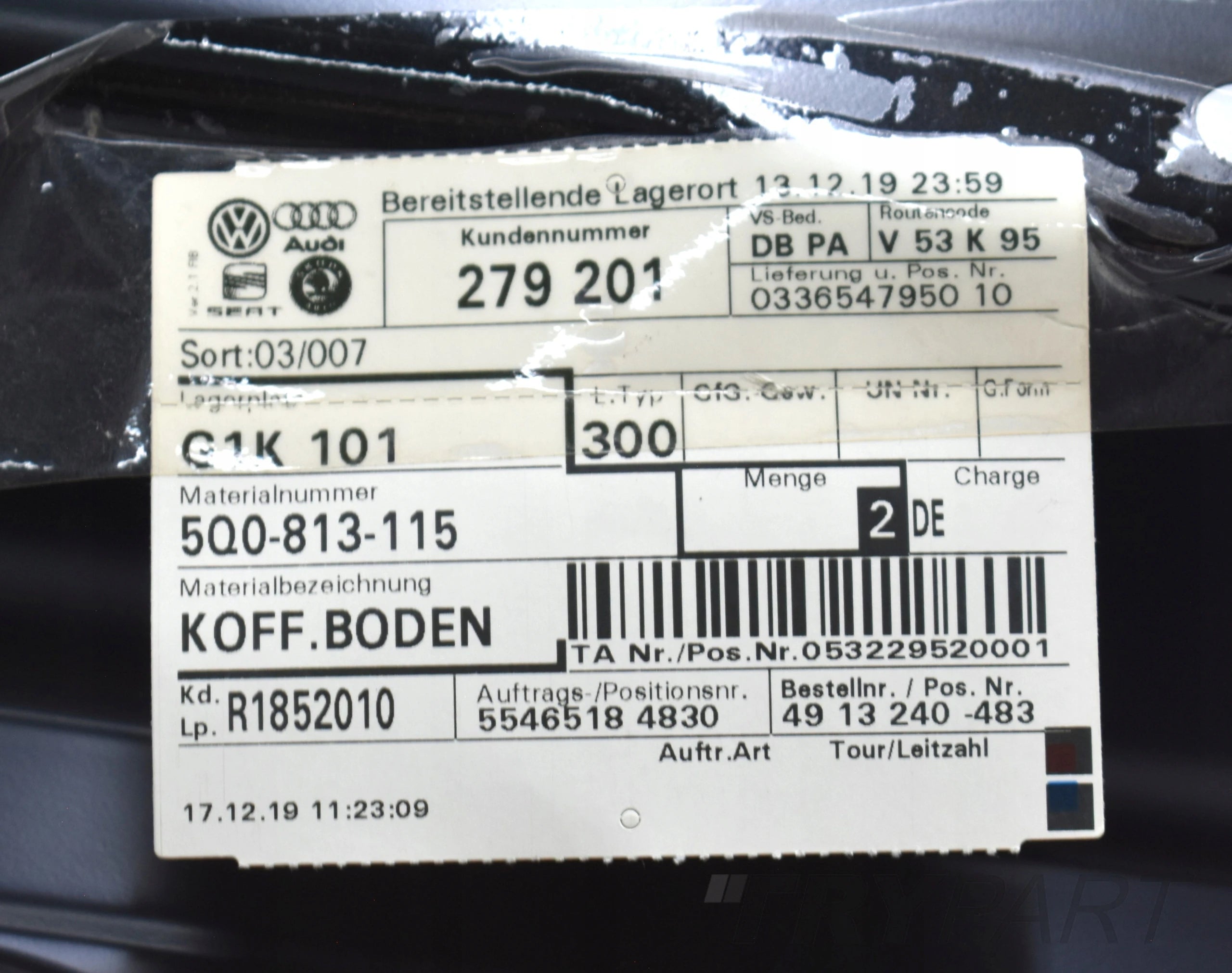 SKODA AUDI VW SEAT 5Q0 Trunk Floor Wall Rear 5Q0813115