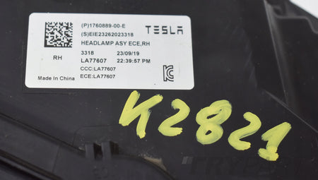 TESLA 3 LIFT MODEL 3 LIFT HIGHLAND FRONT RIGHT HEADLIGHT ORG EU 1760889-00-E
