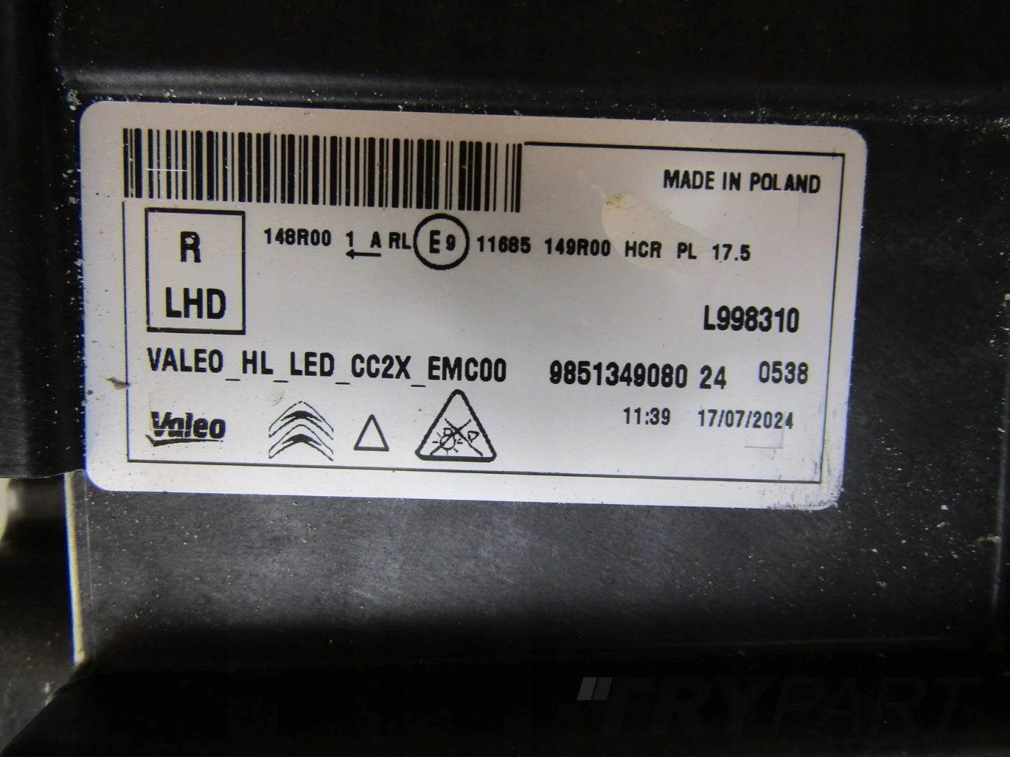 HEADLIGHT CITROEN E-C3 C3 C3 AIRCROSS IV 4 LED 24- RH 9851349080