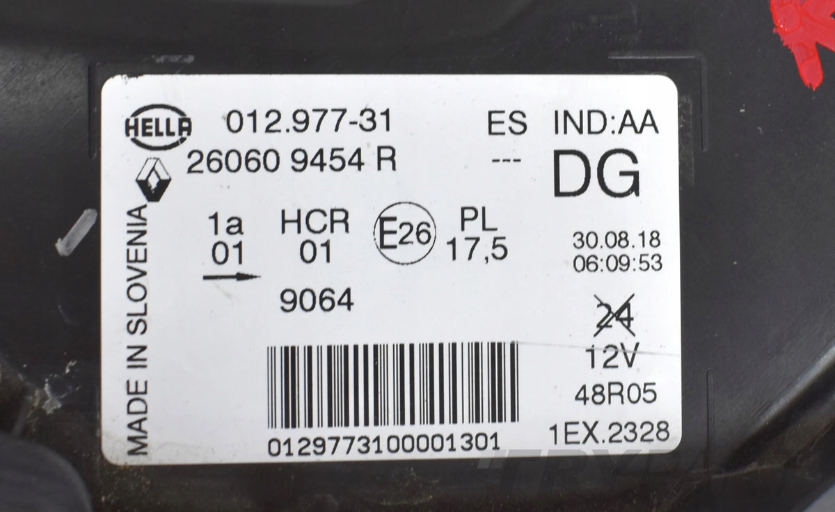CAPTUR I LIFT HEADLIGHT LEFT FRONT PURE VISION EU ORG 260609454R