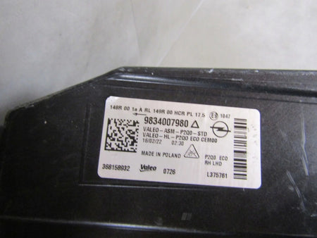 FRONT HEADLIGHT OPEL MOKKA B II 2 LED 20- RH RIGHT 9834007980