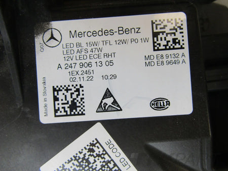MERCEDES B CLASS 247 W247 LED PERFORMANCE 18-22 LH LEFT HEADLIGHT A247906
