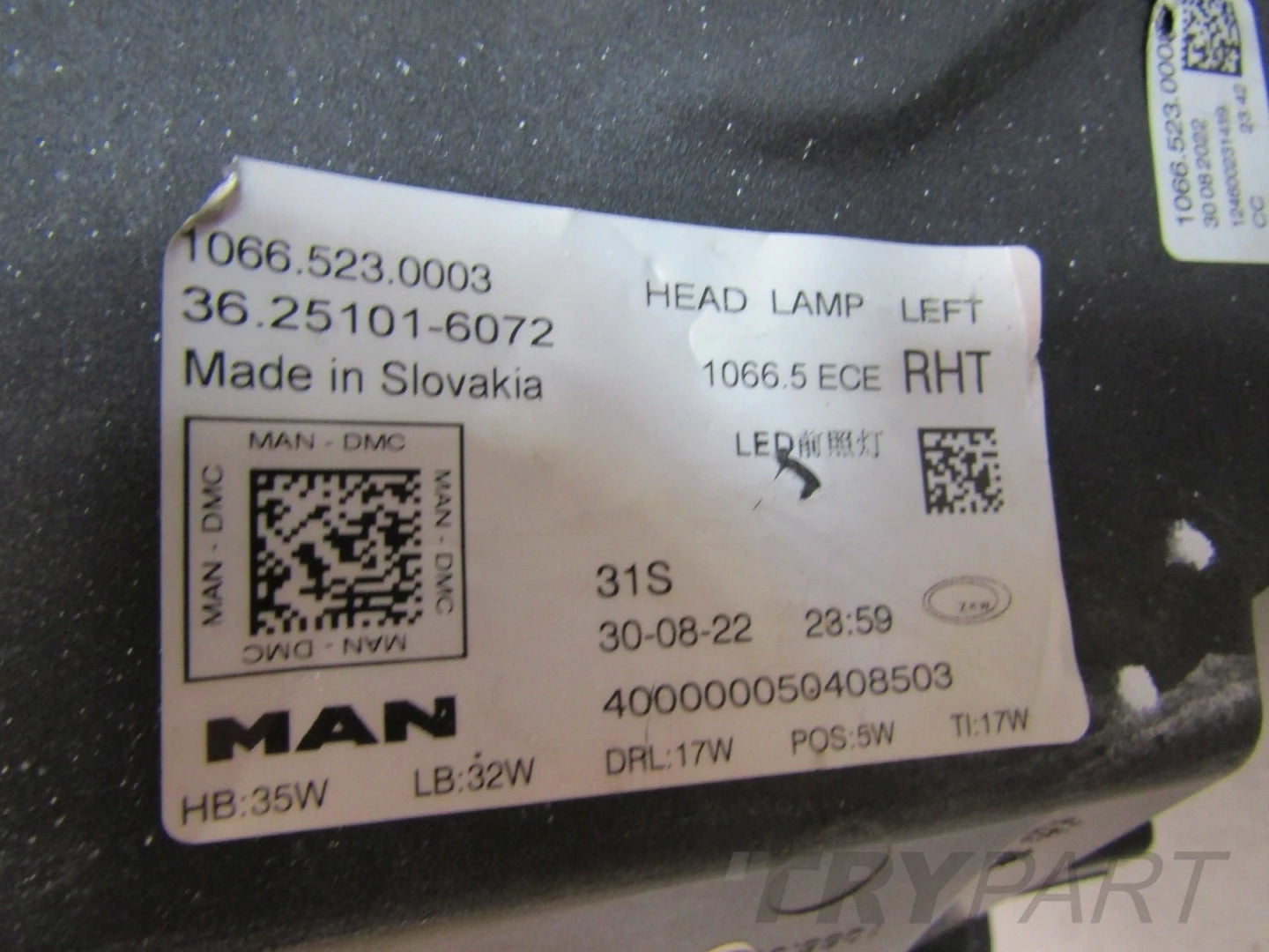 MAN TGX II 2 LED 20- FRONT HEADLIGHT LH LEFT 10665230003