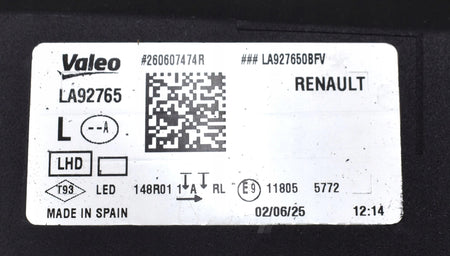 RENAULT RAFALE LEFT LED DRL HALOGEN FRONT ORG EU 260607474R