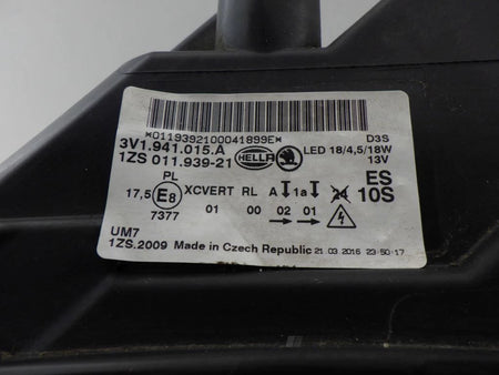 SKODA SUPERB III 3 LIFT XENON 3V1 LEFT HEADLIGHT