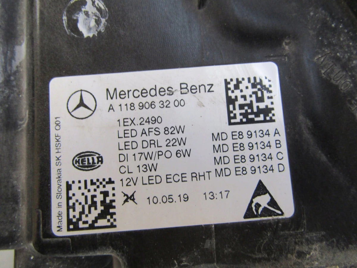 MERCEDES CLA W118 MULTIBEAM FULL LED HEADLIGHT 19-23 RH A1189063200
