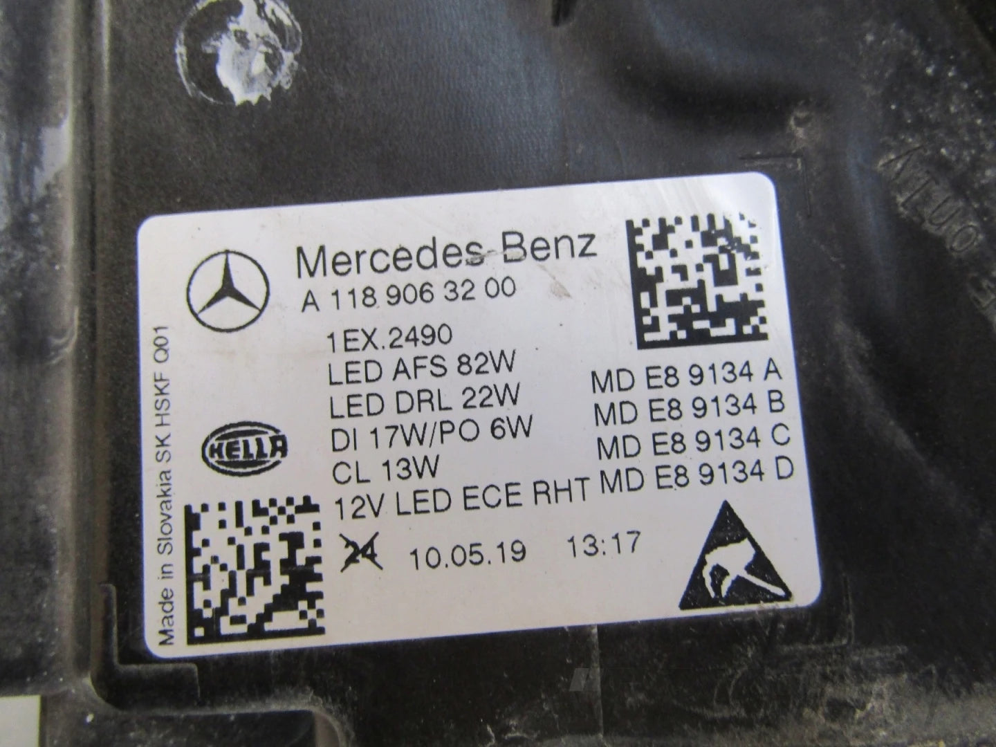 MERCEDES CLA W118 MULTIBEAM FULL LED HEADLIGHT 19-23 RH A1189063200