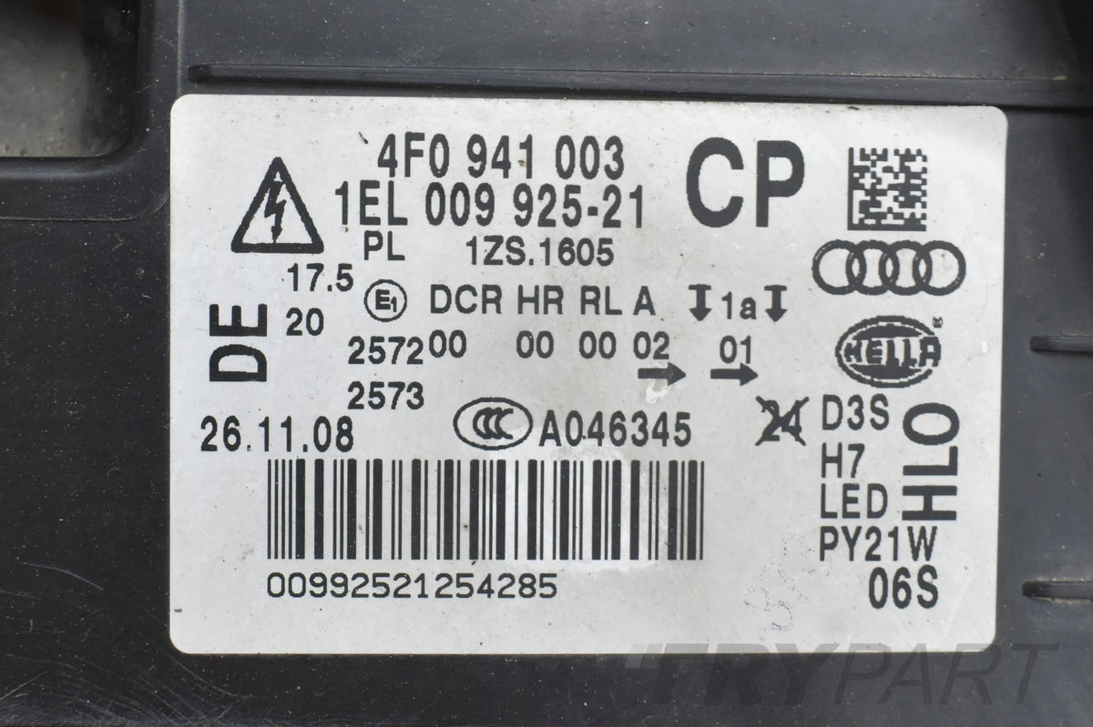 AUDI A6 C6 4F0 LIFT LEFT HEADLIGHT FRONT B-XENON ORG EU 4F0941003
