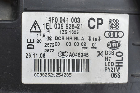 AUDI A6 C6 4F0 LIFT LEFT HEADLIGHT FRONT B-XENON ORG EU 4F0941003