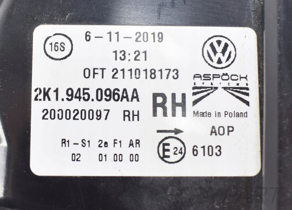 VW CADDY LIFT 2K1 RIGHT REAR TAIL LIGHT ORG EU
