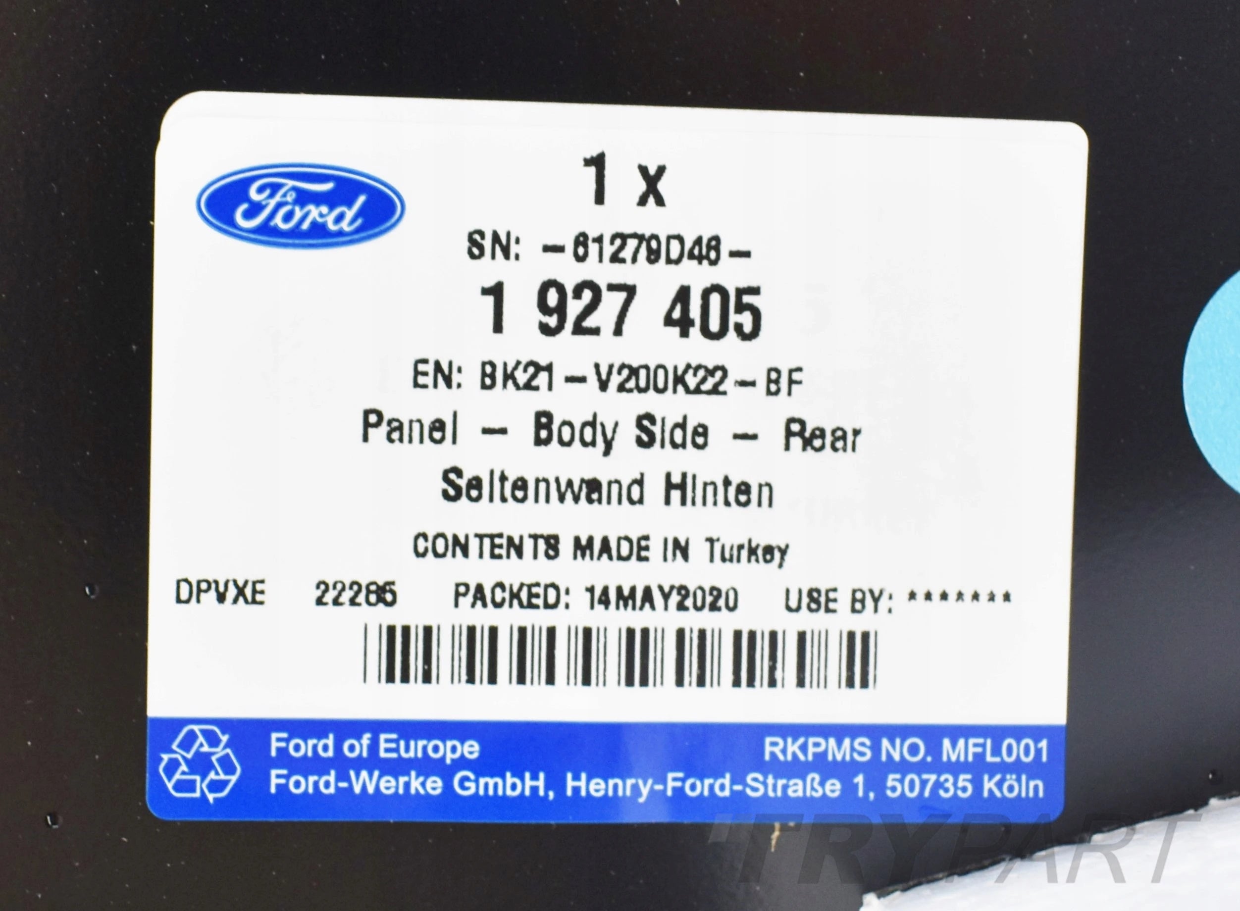FORD TRANSIT CUSTOM RIGHT REAR PANEL ORG