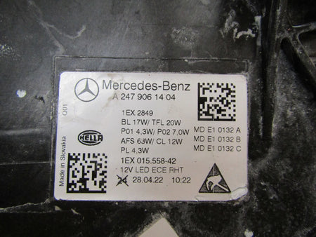 MERCEDES B CLASS W247 LIFT MULTIBEAM 23- HEADLIGHT RH A2479061404