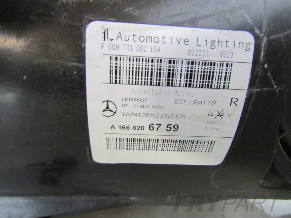 MERCEDES ML W166 HEADLIGHT STANDARD LENS 11-15 RH A1668206759