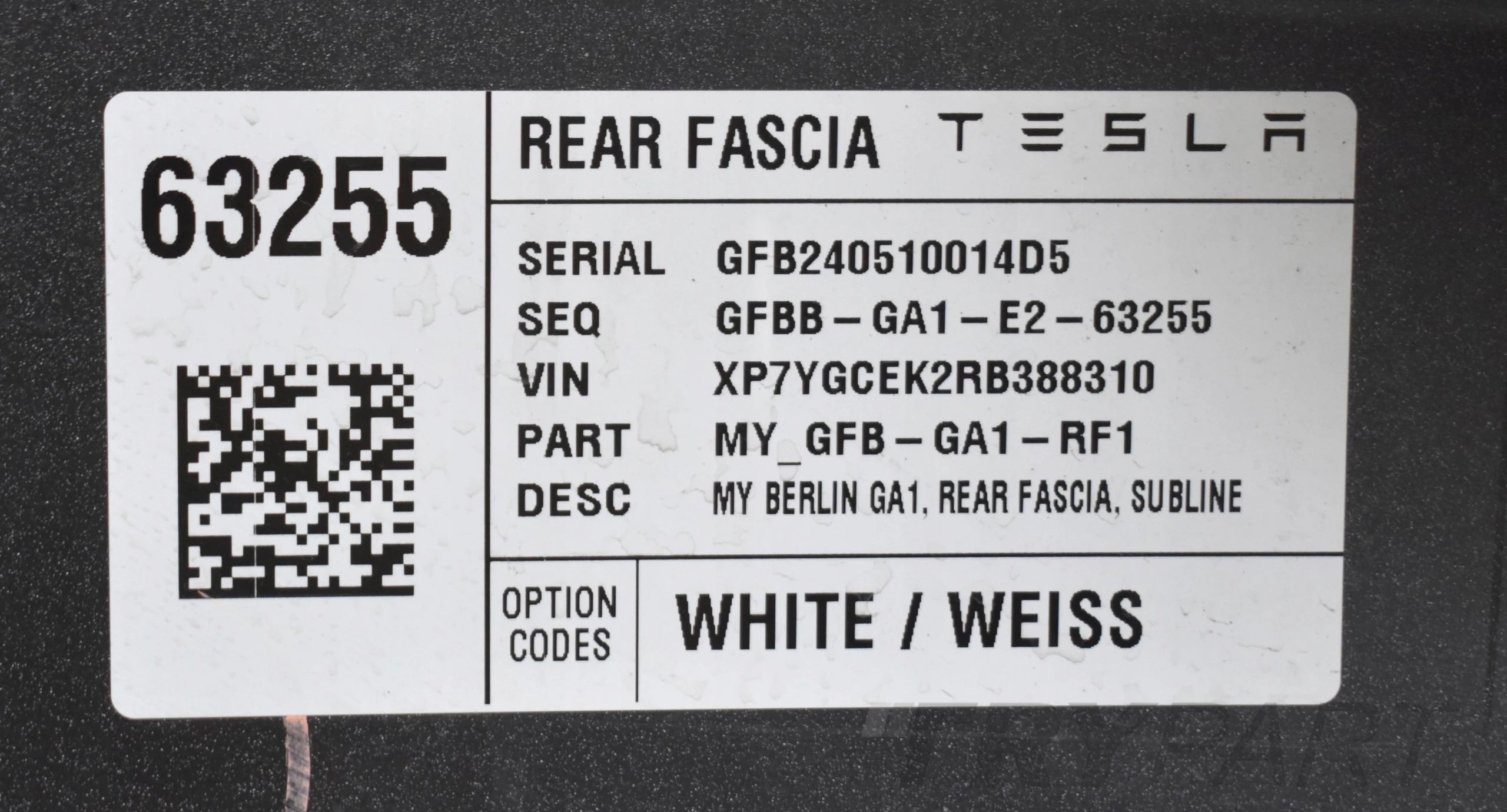 TESLA MODEL Y REAR BUMPER ORG + BOTTOM
