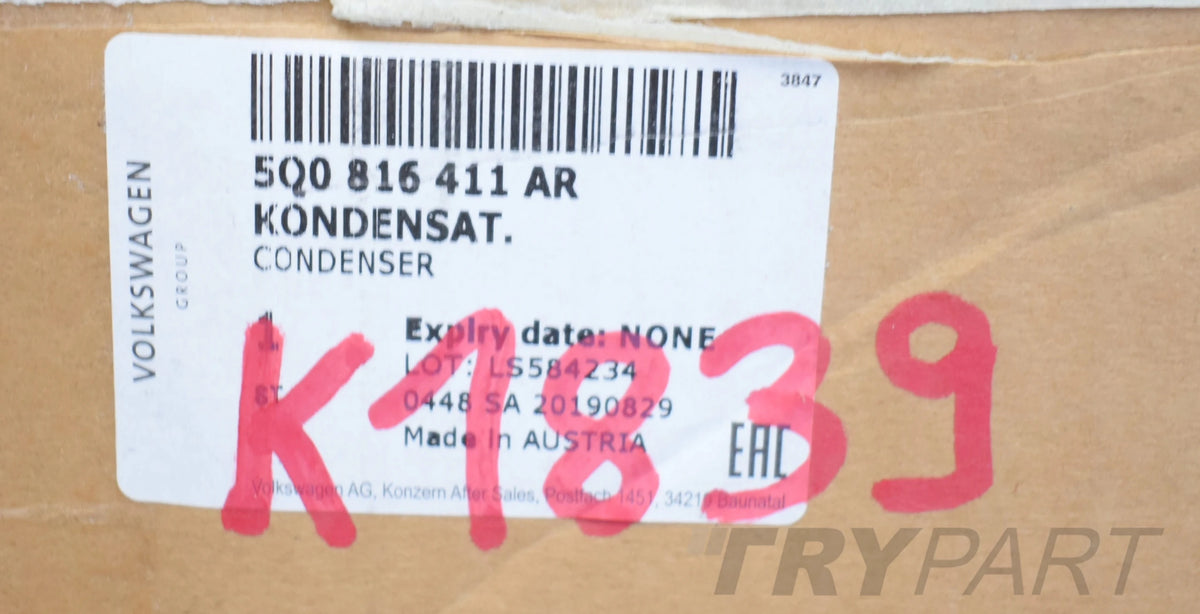 SKODA VW AUDI SEAT 5Q0 AIR CONDITIONING RADIATOR ORG 5Q0816411