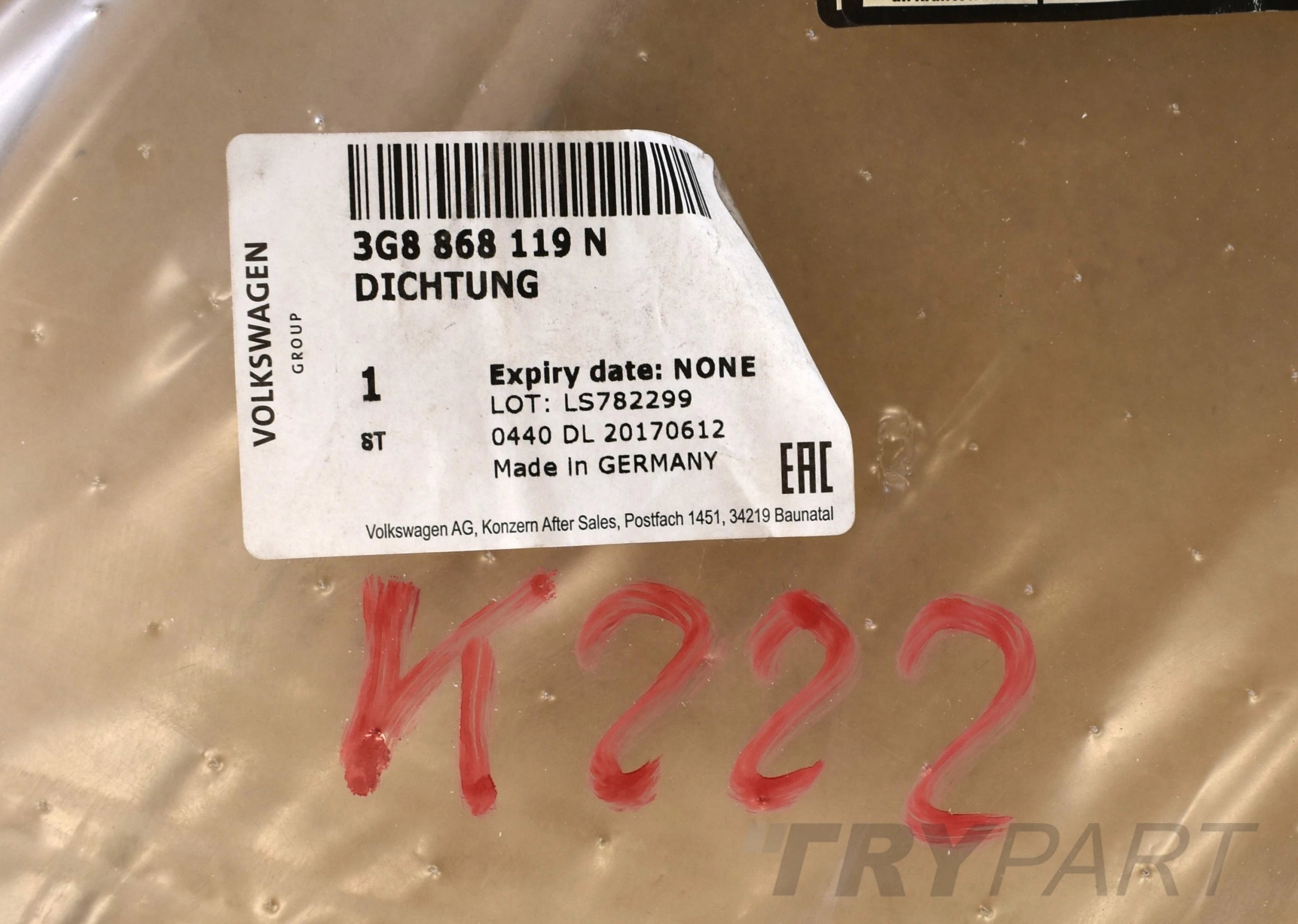 VW ARTEON 3G8 DOOR SEAL LEFT REAR ORG NEW