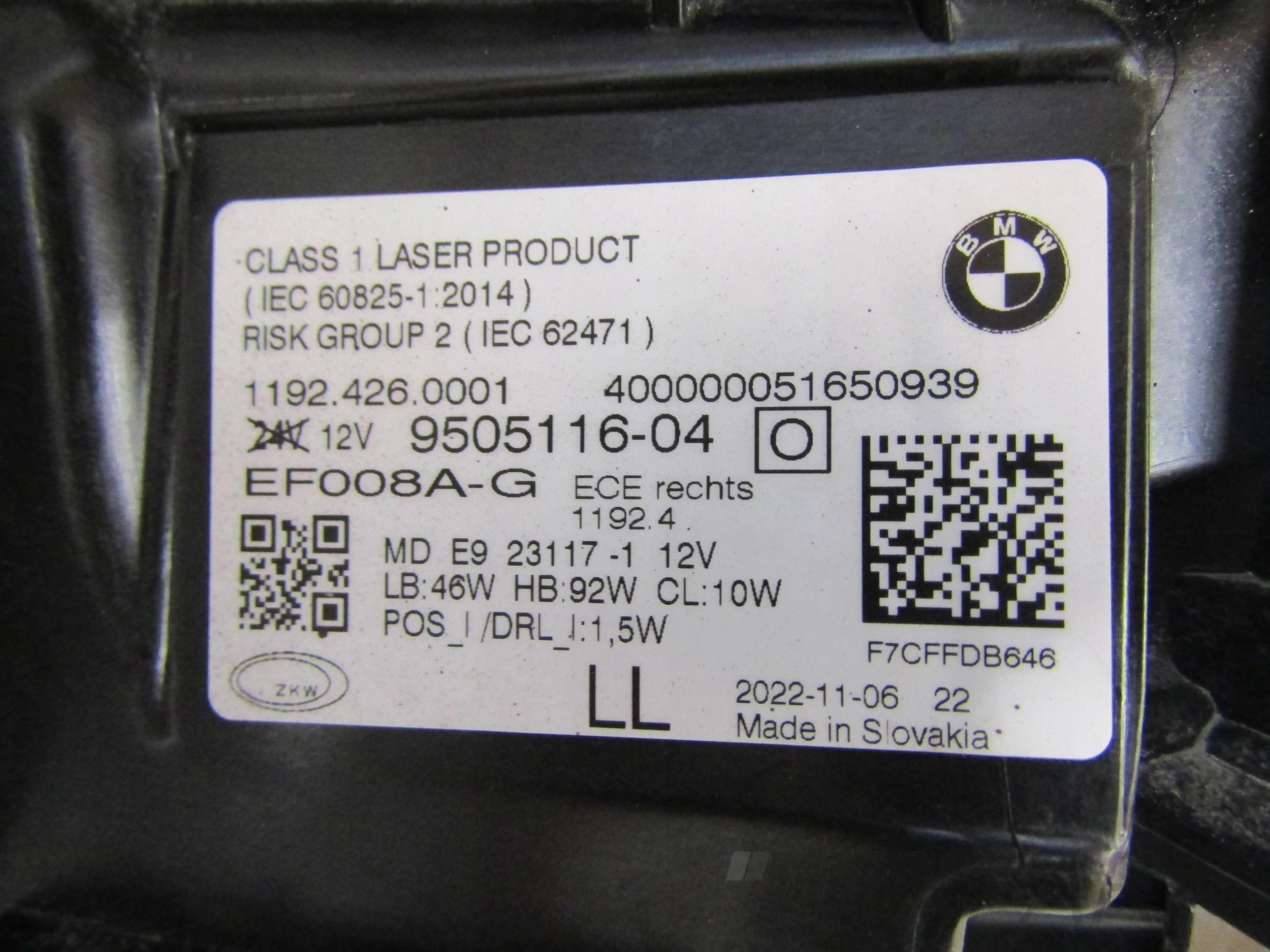 BMW G22 G23 M3 M4 LASER HEADLIGHT 9505116-04 RH RIGHT