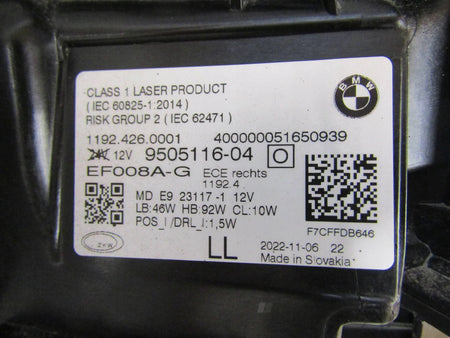 BMW G22 G23 M3 M4 LASER HEADLIGHT 9505116-04 RH RIGHT