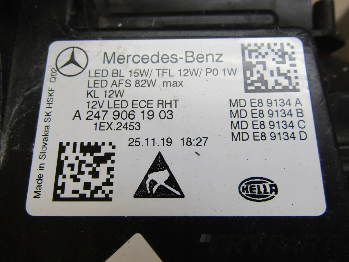 Headlight Mercedes B-CLASS 247 MULTIBEAM FULL LED 18-22 LH LEFT A24790619