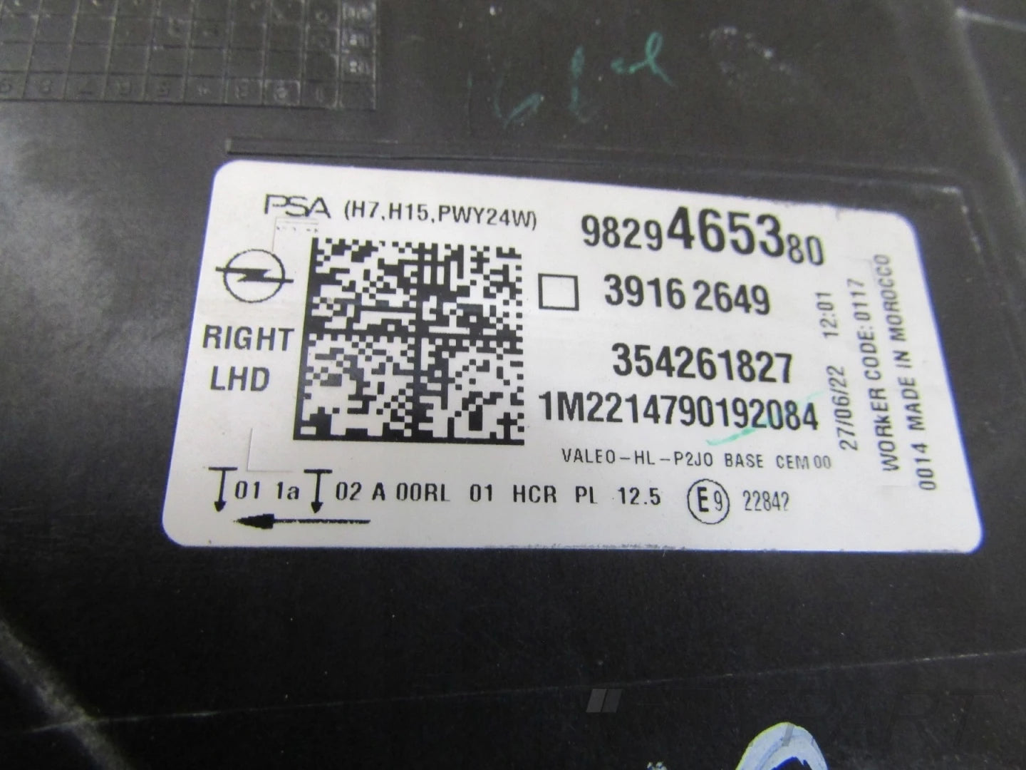 HEADLIGHT OPEL CORSA F STANDARD 19-23 RH RIGHT 9829465380