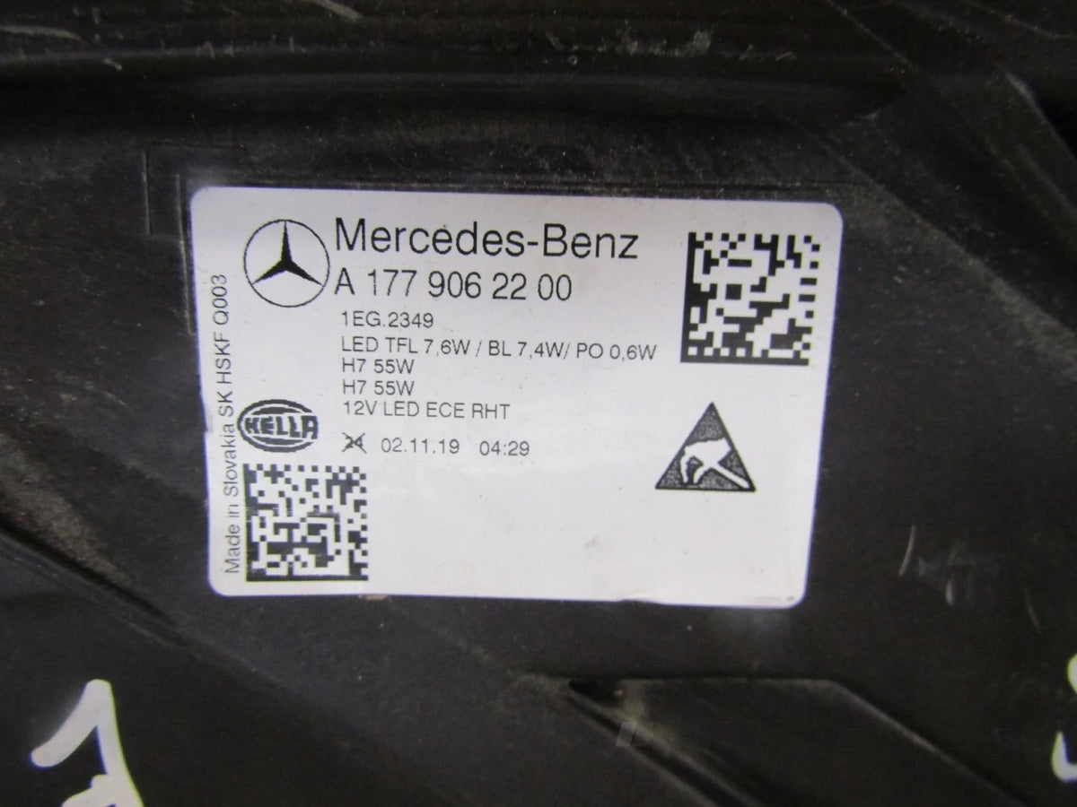 MERCEDES-BENZ A-CLASS 177 W177 STANDARD HEADLIGHT 18-22 RH RIGHT A1779062200