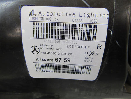 Mercedes ML 166 Headlight STANDARD LENS 11-15 RH A1668206759