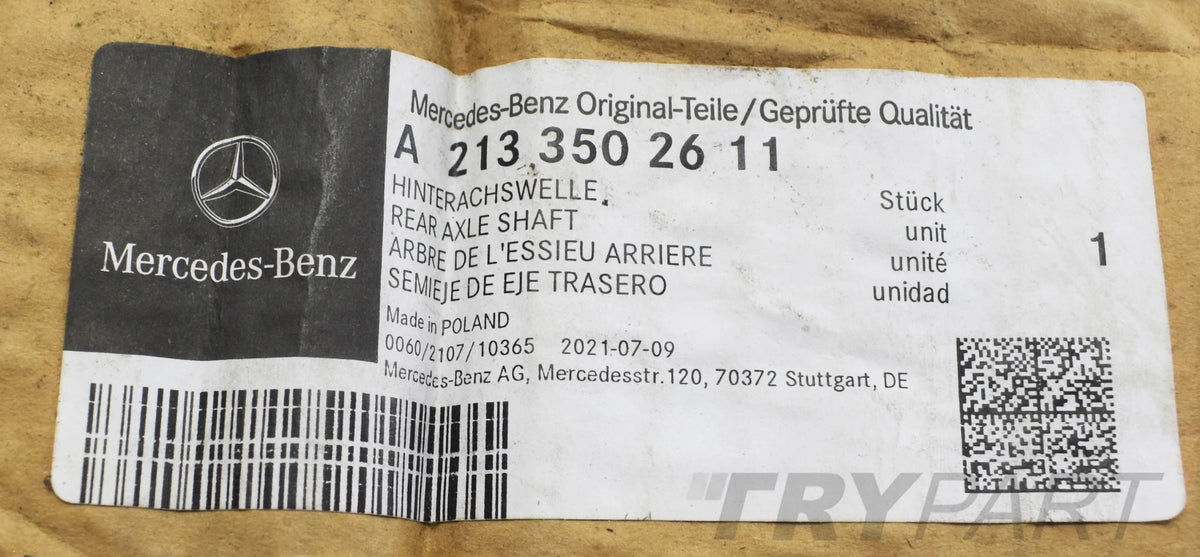 MERCEDES E CLASS W213 REAR RIGHT AXLE SHAFT ORG