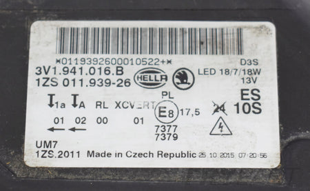 SUPERB III 3V HEADLIGHT RIGHT FRONT EU ORG