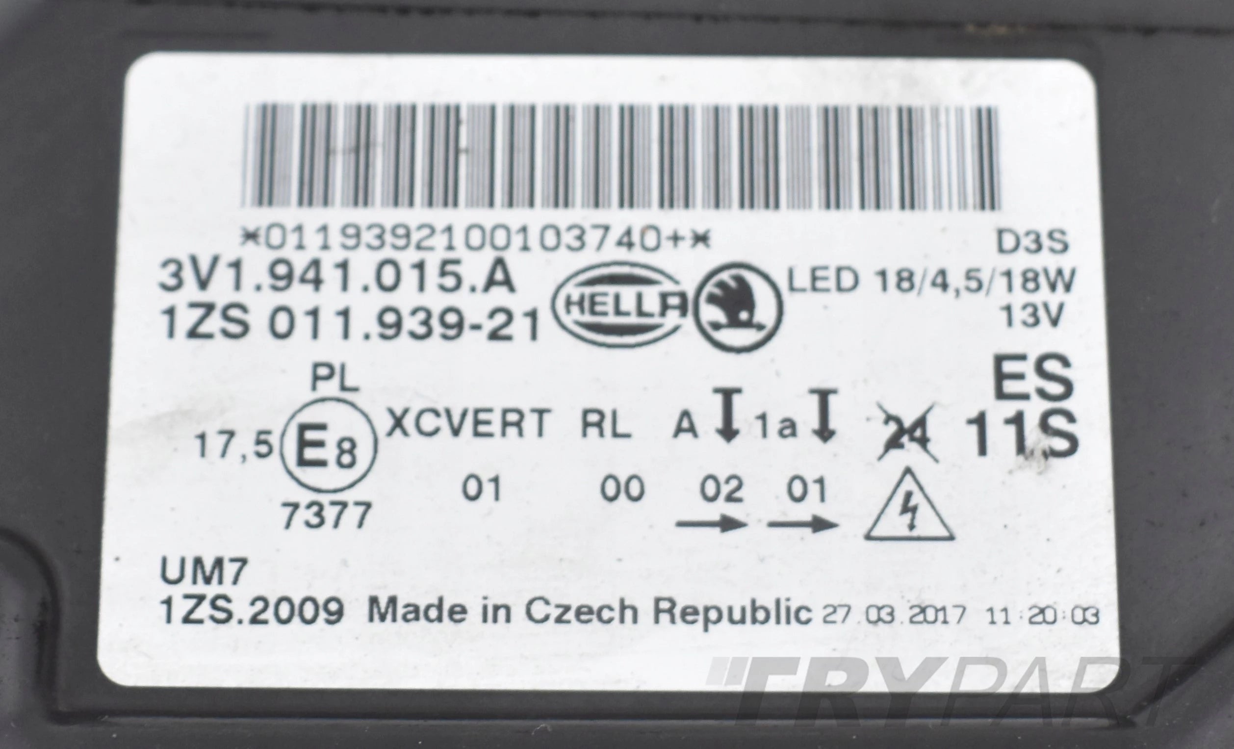 SUPERB III 3V1 LAMP LEFT FRONT EU ORG! DISMANTLING