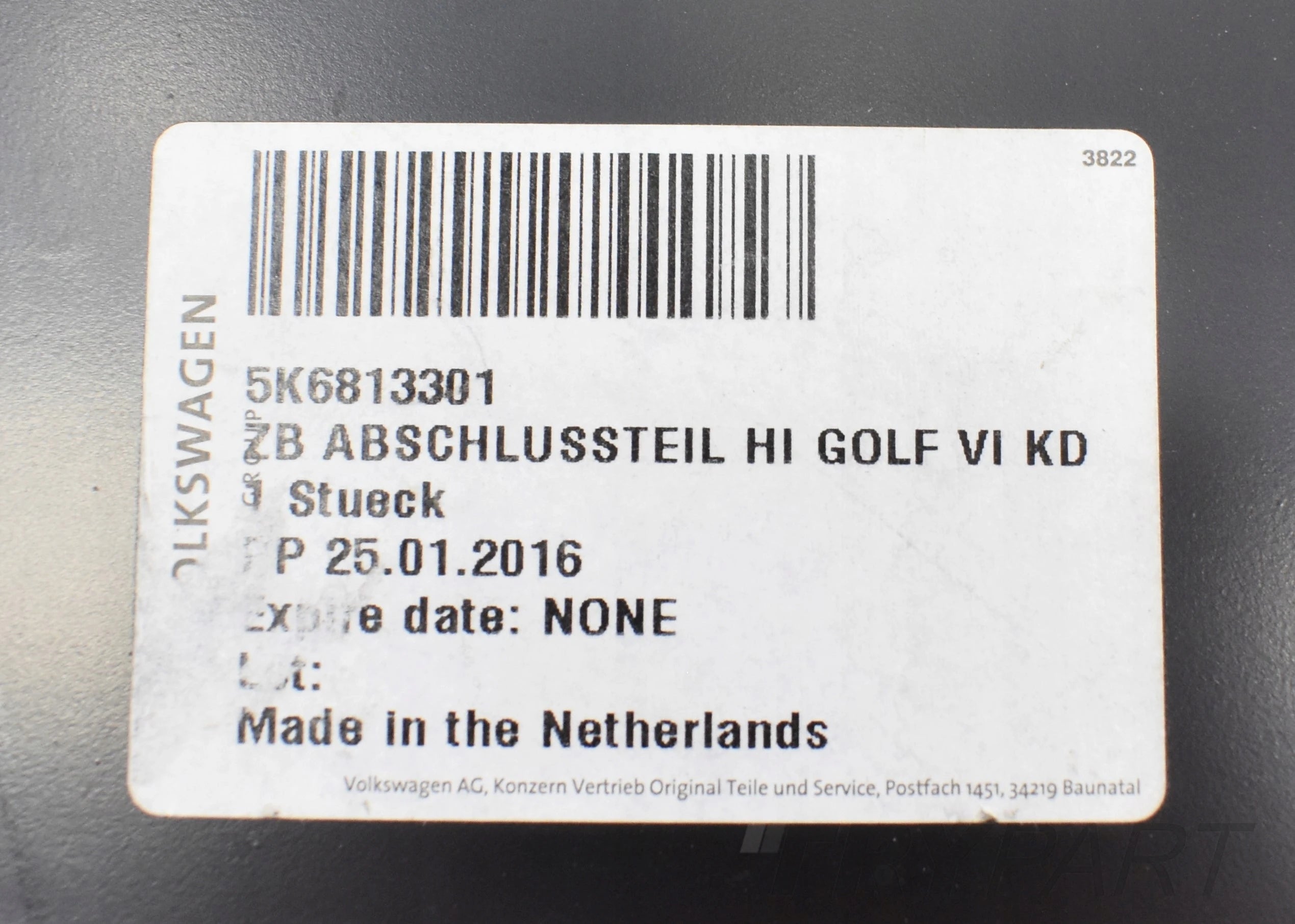 VW GOLF VI 5K6 REAR BOOT PANEL