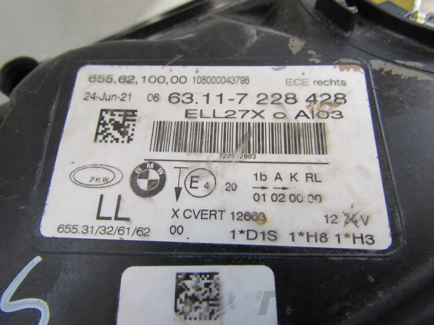 BMW 7 Series F01 F02 Xenon Adaptive Headlight 08-12 RH 6311 7228428