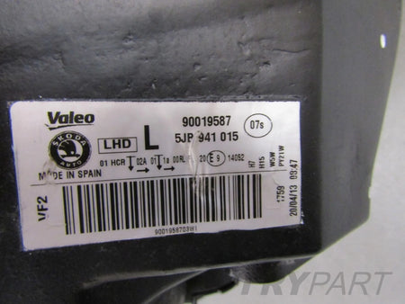 HEADLIGHT SKODA RAPID STANDARD 12-16 LH LEFT 5JB941015