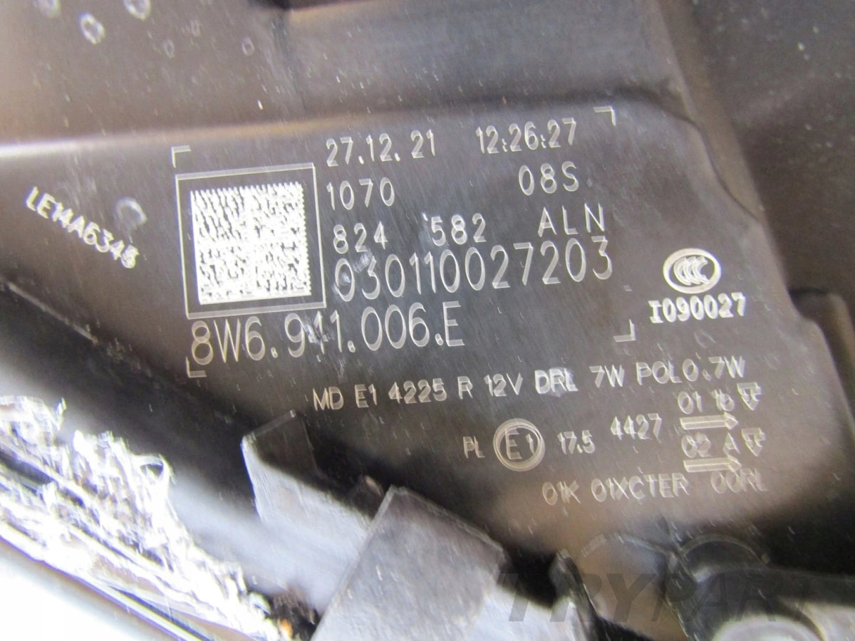 AUDI A5 8W6 HEADLIGHT XENON NON-STEERING 16-19 8W6941006 RH RIGHT