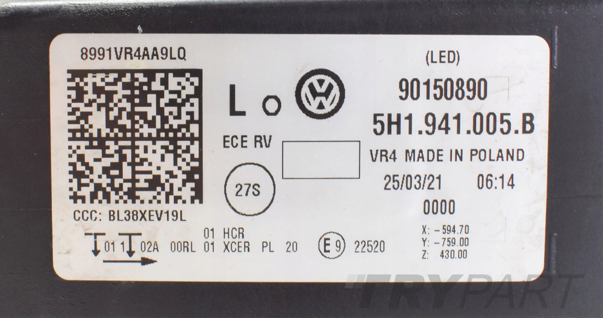 VW GOLF VIII 5H1 HEADLIGHT LEFT FRONT EU LED